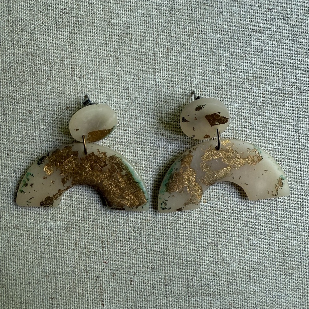 Unique Gold and Green Statement Earrings